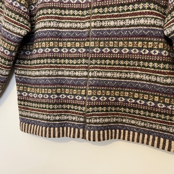 Vintage L.L. Bean Sweater Womens Large Nordic Wool Silk Fair Isle Zip Cardigan - Picture 4 of 16